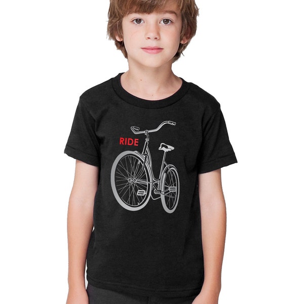 SALE Kids Black Bike Shirt, bike tshirt, bike t-shirt, Light Reflective Ride a Bike Shirt, rad bicycle t-shirt, bike tee baby child