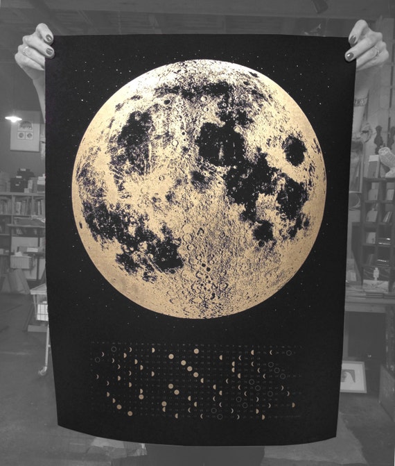 「MOON.」CLARITY ART Metallic Ink Gold Moon Print: Silkscreened Lunar Wall Art