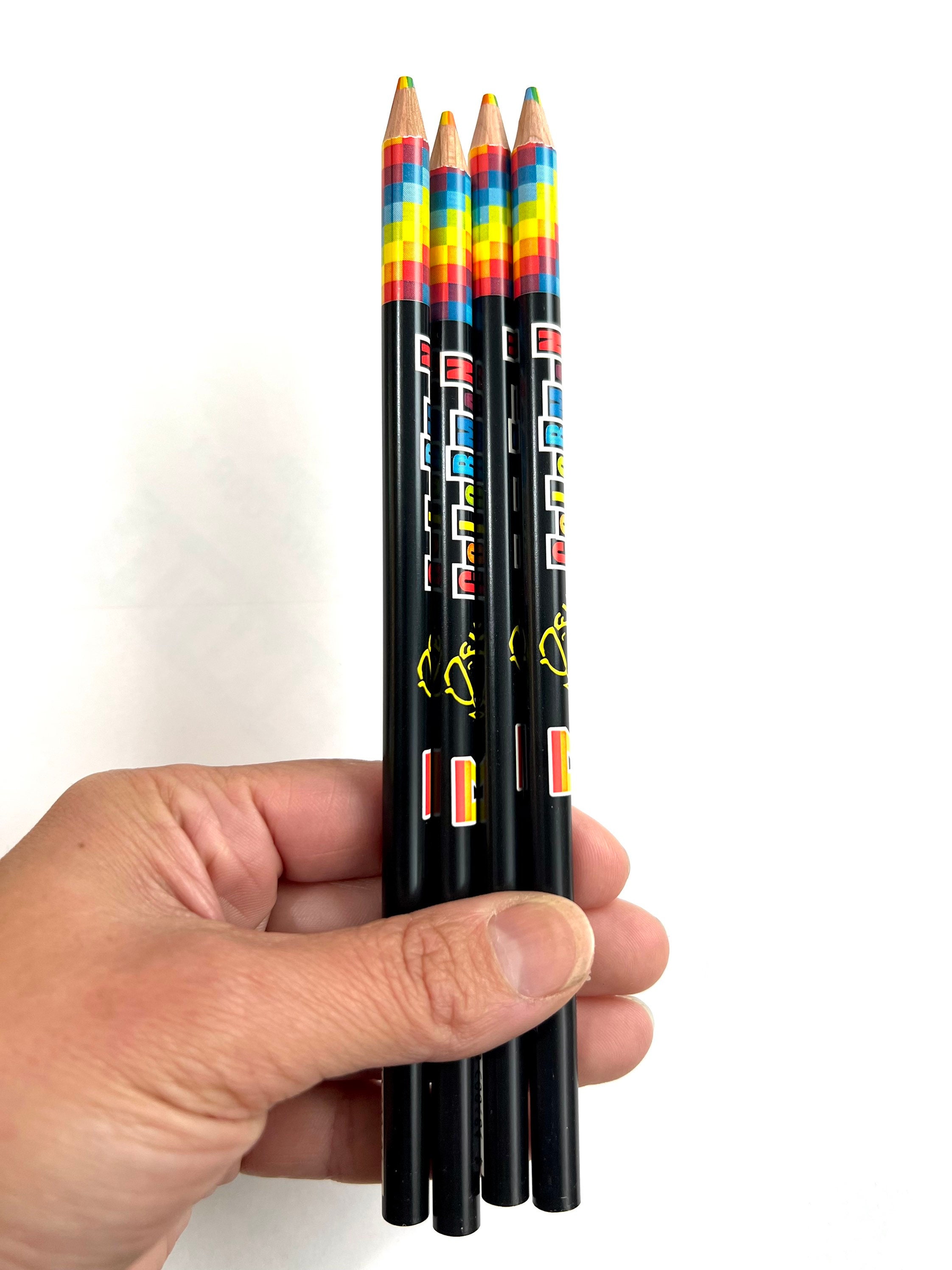 Rainbow Colored Pencils – 7 Color in 1 Black Wooden and Rainbow