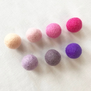 Pink Wool Felt Balls, 50 Felt Balls Pack, Wool Pom Poms, Warm Tone Colors, Felt Pom Poms, bulk 2.5CM felt balls, Purple Lavender Rose Peach