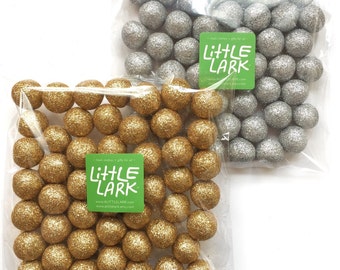 Glitter Wool Felt Balls: Gold, Copper, Silver Craft Decoration