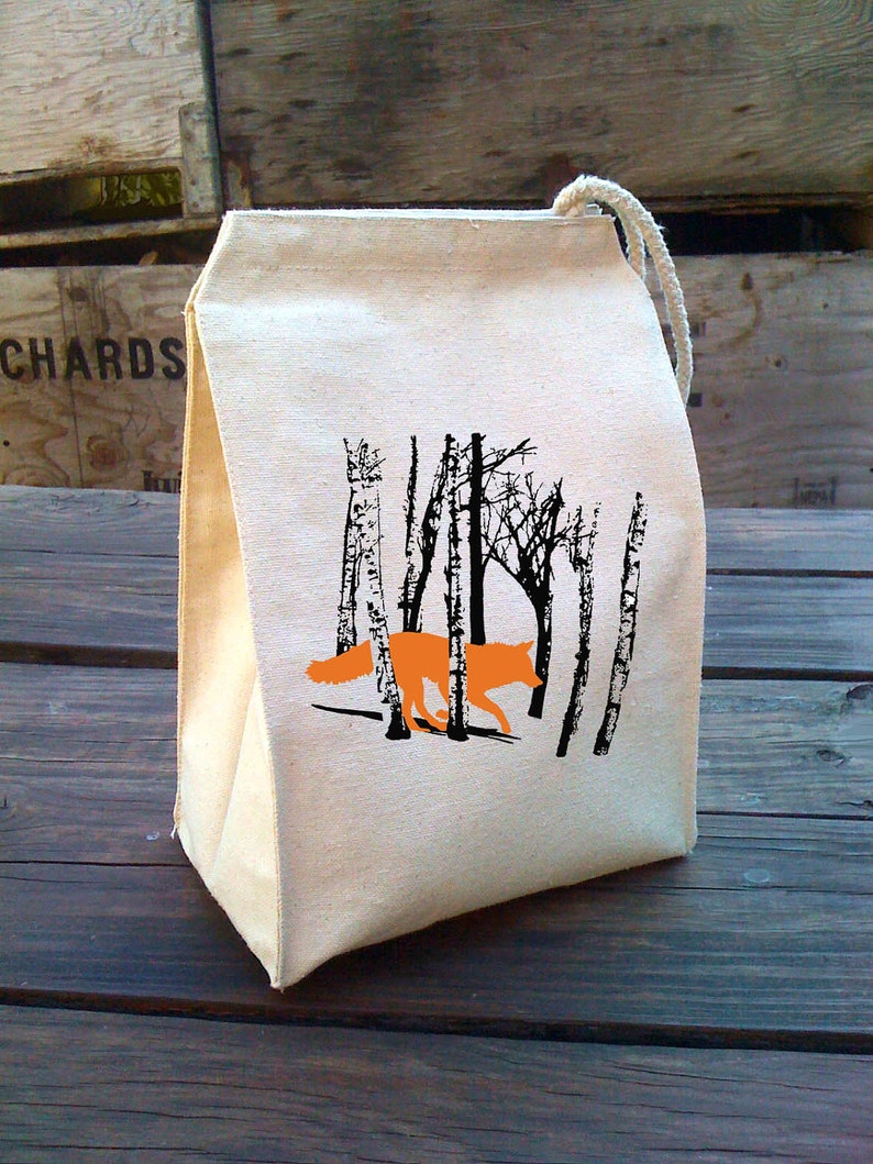 Wolf Lunch Bag Cotton Lunch Bags School Lunch Box Eco Etsy