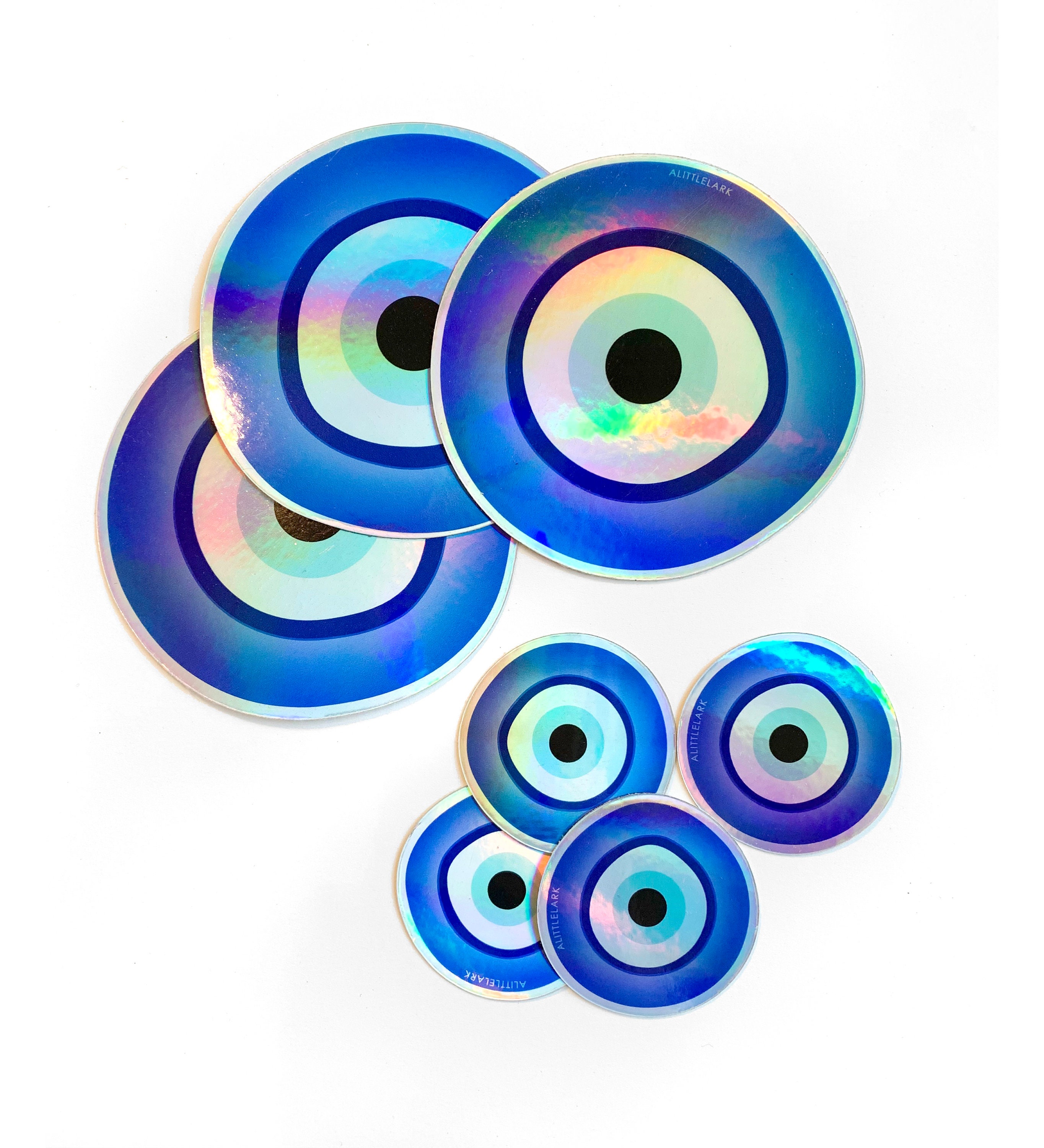 Evil Eye Sticker: Small Waterproof Vinyl Hologram, Good Luck Charm