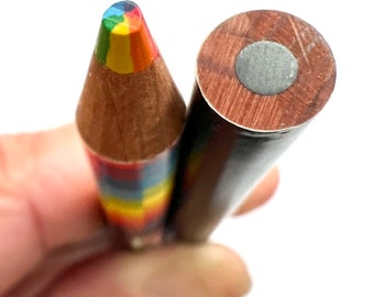 Rainbow Pencil - 7 Colors in 1 - Ebony Stained Wood - The Paper Seahorse
