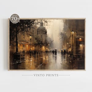 Vintage City Print | Vintage City Wall Art | Antique City Wall Art | Rustic Home Decor | Instant Download | Vintage Wall Art | Rain | H272