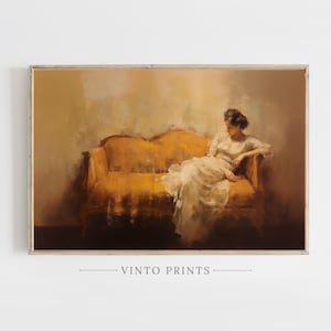 Vintage Portrait Wall Art | Lady On Sofa Print | Vintage Print | Antique Portrait Wall Art | Rustic Home Decor | Instant Download | H209