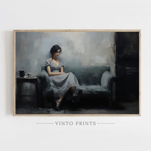 Vintage Lady Wall Art | Vintage Print | Woman Sitting Art | Antique Portrait Wall Art | Rustic Home Decor | Instant Download | Sofa | H224