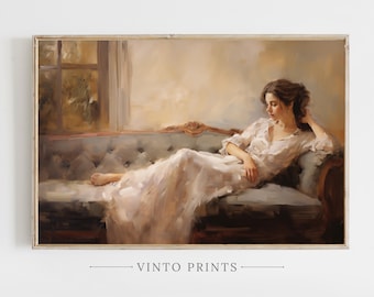 Vintage Woman Portrait Print | Victorian Lady on Sofa (Digital Download)