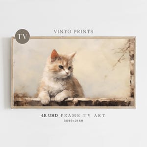 Vintage Cat Art For Frame TV | Pet Portrait Art | Antique Animal Decor | Cat | Rustic Home Display | Instant Download | Frame TV Art | T233