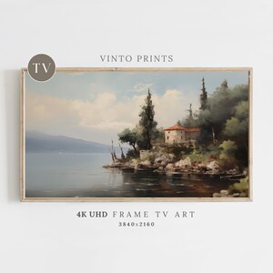 Vintage Lake Art For Frame TV | Countryside Art | Antique Scenery Decor | Rustic Home Display | Instant Download | Frame TV Art | T211