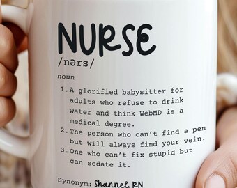 Personalized Coffee Mug for Nurses, Registered Nurse Coffee Cup, Gift for Nurses, Funny Nurse Mug, Funny Gift for Nurses, Customizable Mugs