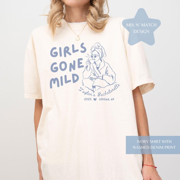 Customized Bachelorette T-Shirt, Comfort Colors Matching Girl's Trip Shirts, Personalized Girls Gone Mild Tee, Group Trip Shirt, Bridal Crew
