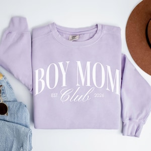 Boy Mom Club Comfort Colors Shirt and Sweatshirt, Mama Tee, Mom of Boys T-Shirt, Trendy Mama Sweater, New Mom Crewneck, Gift for Mom image 6