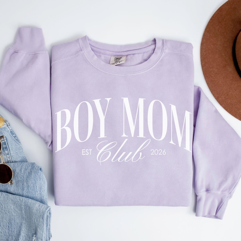 Boy Mom Club Comfort Colors Shirt and Sweatshirt, Mama Tee, Mom of Boys T-Shirt, Trendy Mama Sweater, New Mom Crewneck, Gift for Mom image 6