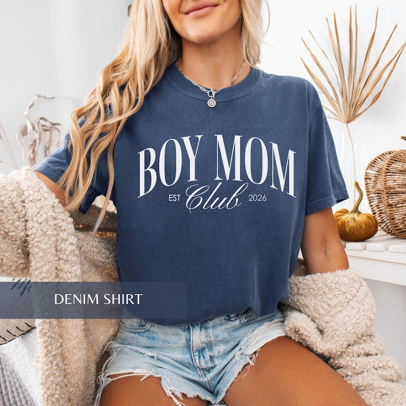 Boy Mom Club Comfort Colors Shirt and Sweatshirt, Mama Tee, Mom of Boys T-Shirt, Trendy Mama Sweater, New Mom Crewneck, Gift for Mom image 1