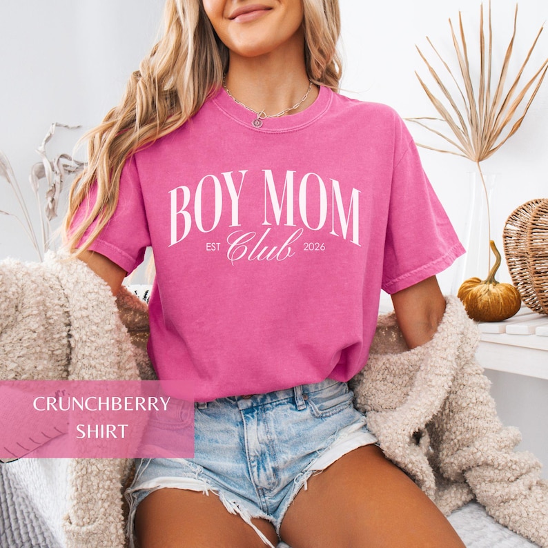 Boy Mom Club Comfort Colors Shirt and Sweatshirt, Mama Tee, Mom of Boys T-Shirt, Trendy Mama Sweater, New Mom Crewneck, Gift for Mom image 3
