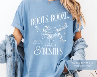 Customized Girl's Trip T-Shirt, Comfort Colors Matching Bachelorette Shirts, Personalized Nashville Tee, Cowgirl Besties Trip Group Shirt