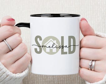 Personalized Coffee Mug for Real Estate Agents, Realtor Coffee Cup, Gift for Real Estate Closing, Custom Realtor Mug, Sold By REA Custom