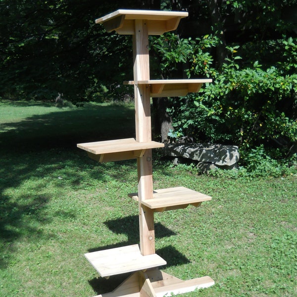 Tall Cedar Cat Tree Tower, 5-Level Outdoor Cat Enclosure