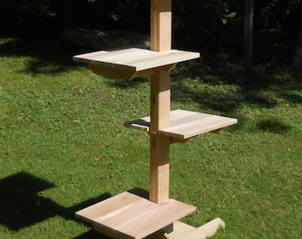4 Platform / Perch Outdoor Cat Tree Tower made with weather resistant natural Cedar great for Catsos, enclosures and the adventurous Feline,
