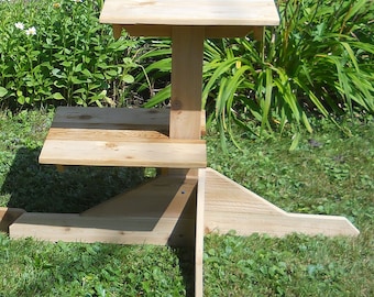 2-Level Cedar Wood Cat Tree for Outdoor Play