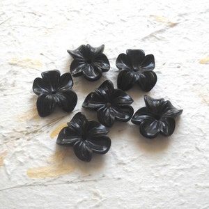 Flower Beads, Black Flower Bead, Ruffled Flower Bead, Vintage FlowerBead, Frilled Flower Beads, Vintage Flower Lucite, Vintage Flower Beads4