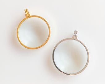 Collier pendentif loupe Art déco : plaqué or et argent (lot de 6, lentilles x5)