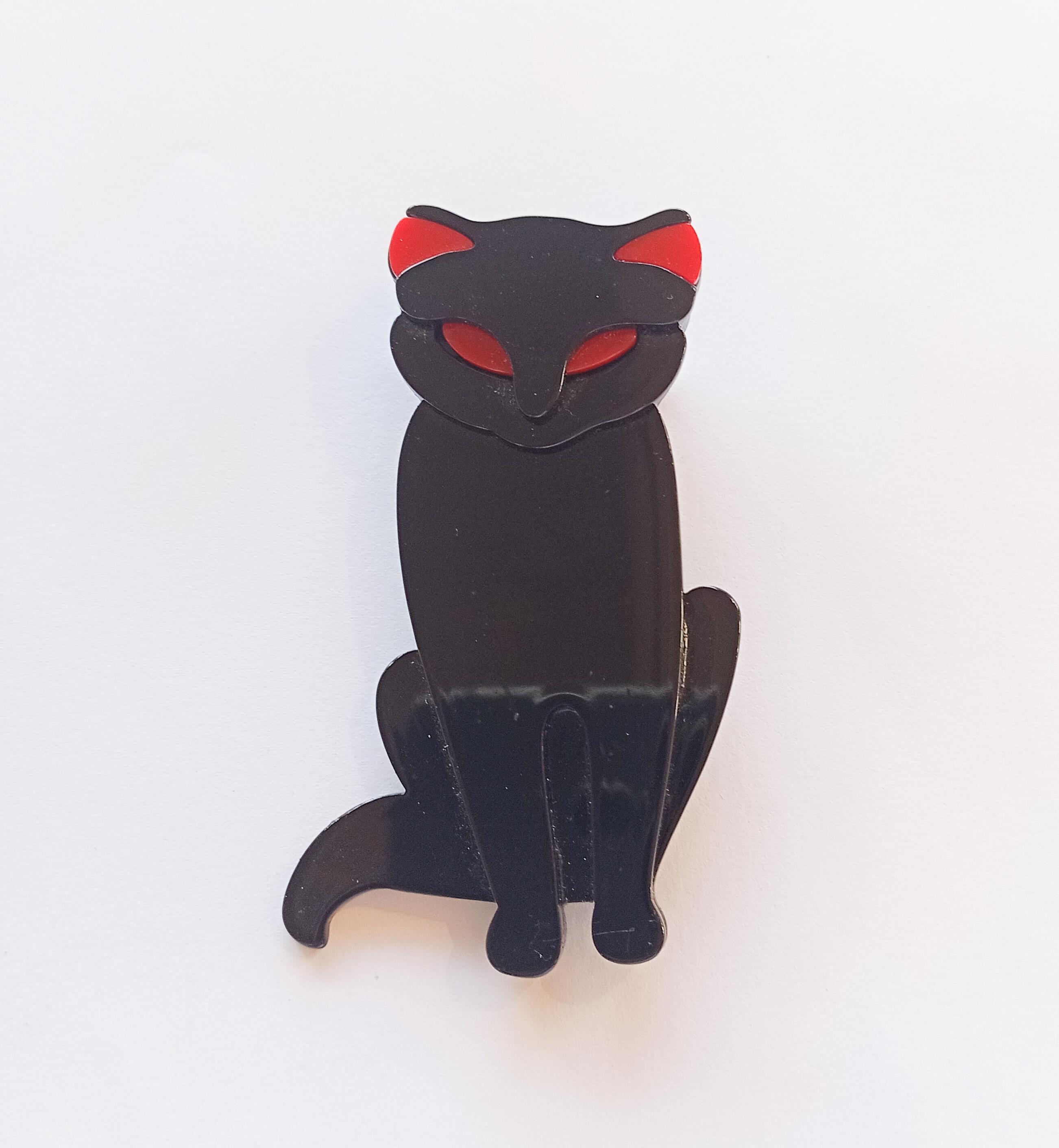 ヴィンテージ猫ブローチ：ミッドセンチュリーのアクリル製動物ピン 