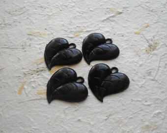 Leaf Pendant Black, Vintage Leaf Beads, Acrylic Leaf, Large Leaf Pendant, Leaf Bead, Black Leaf Charm, Flat Back Leaf Charm, 30X30 mm, 4