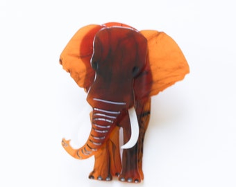 Elephant Brooch Pin, Elephant Pin, Large Elephant Brooch, Retro Elephant Brooch, Art Deco Brooch Plastic, Acetate Lapel Pin, Mid Century