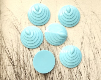 Vintage Cabochons, Round Cabochon, Carved Cabochons, Retro Cabochons, Sky Blue Cabochon, Light Blue Cabochon Pyramide,  23 mm, 10