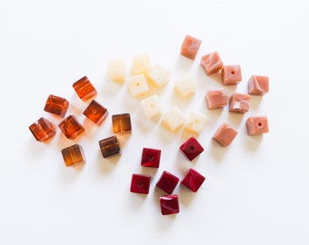 Cube Acetate Beads, Cellulose Acetate Beads, Cube Plastic Beads, Cube Square Beads,  Earth Color Beads, Caramel Cube Bead, Plastic Cube Bead