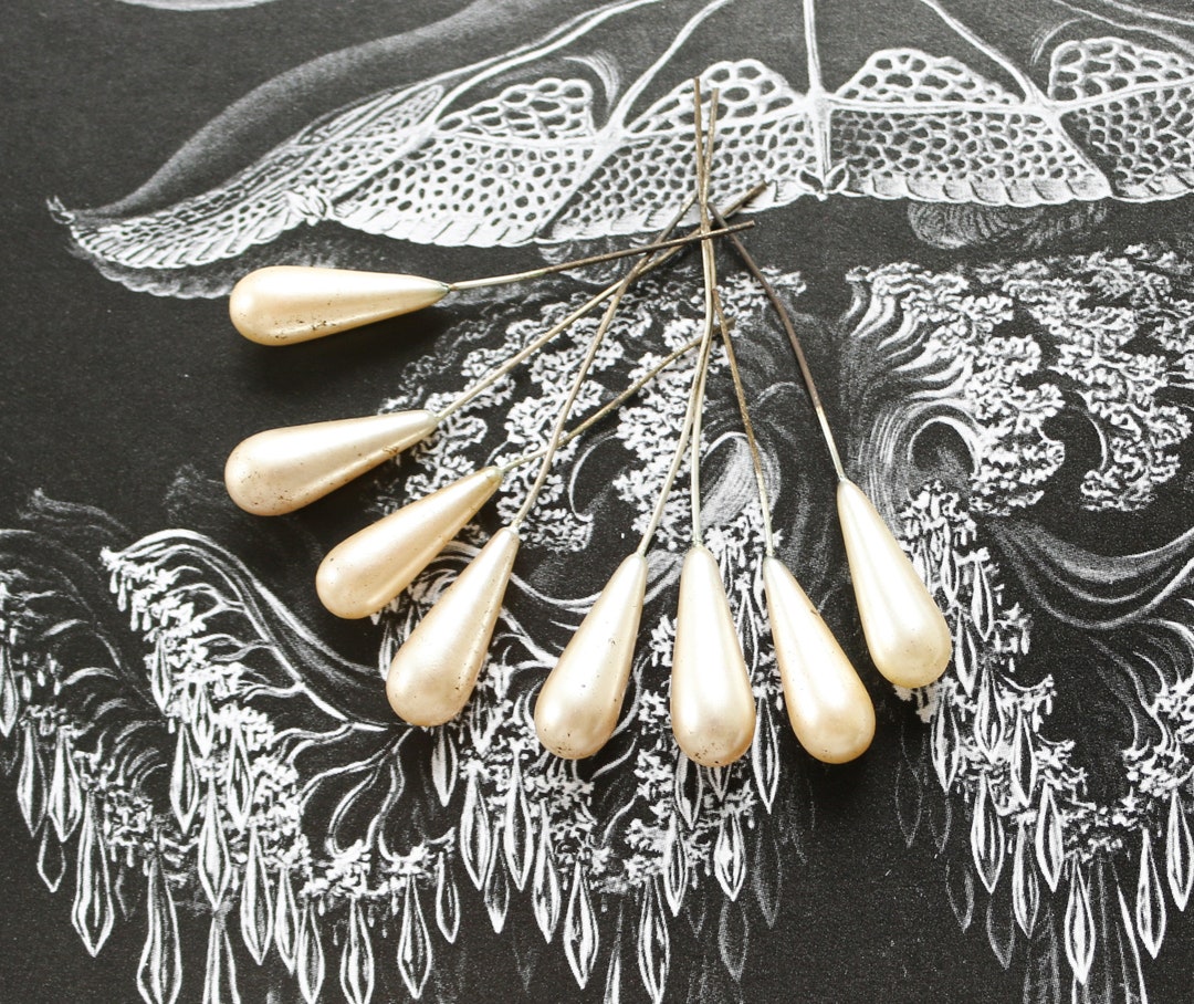 Vintage Glass Pearl Teardrop Pins: Aged Copper Jewelry Findings (10 Pcs ...