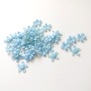 Light blue Soft Plastic Flower bead Vintage flower bead Flat Bottom, 20 image 4