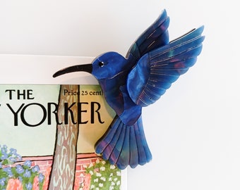Broche de colibrí azul: broche de pájaro acrílico Art Déco vintage