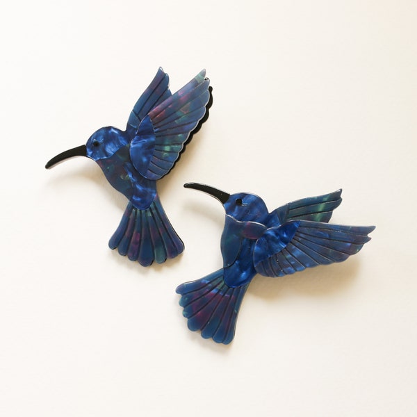 Bird Pin Brooch, Blue Bird Pin, Blue Bird Brooch, Vintage Bird Pin, Acrylic Brooch, Art Deco Brooch Pin, Mid Century Pin, Statement Brooch