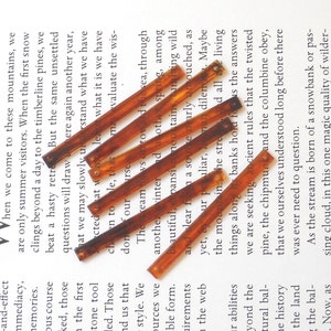 Long Beads Rectangle, Amber Beads Rectangle, Vintage Beads Acrylic, Brown Beads, Vintage Plastic Beads, Bar Pendant Long, 2 holes, 10