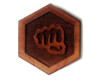 PUNCH - Exotic Hardwood Magnets- hexagon kitchen decor geeky refrigerator magnets fighting games exotic woods