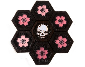 LETZTE BLÜTE: Wenge und Harz Hartholz Magnet Set - Sechsecke - Japan Decor - Nerdy Geschenke