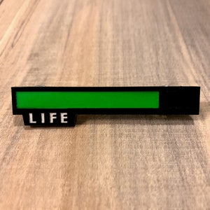 Glowing Life Bar Pin - Nerdy Pins - Cyberpunk Gifts - Video Game Jewelry - Glow in the Dark Health Bar