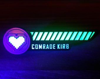 Personalized Glowing Life Bar Pin v2.0 - Cyberpunk Gifts - Blacklight Activated Pin - Great for Gamertags - Fursona Pins - Nerdy Pins