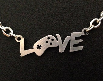 Gaming Love Necklace - video game jewelry geek pendant 8bit statement zelda scott pilgrim