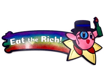 Eat the Rich - Antikapitalistisches Wandschild aus Holz - Gaming Decor