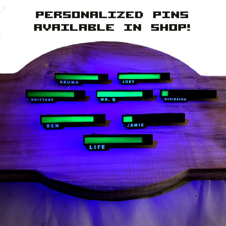 Glowing Life Bar Pin Nerdy Pins Cyberpunk Gifts Video Game Jewelry Glow in the Dark Health Bar image 2