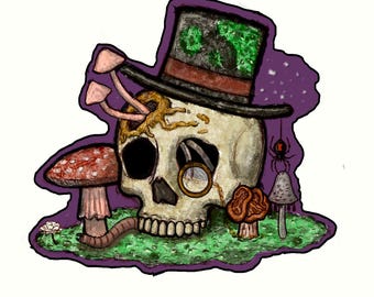 Nature’s Gleichgewicht - Pilz Schädel Aufkleber - Cottagecore Aufkleber - Eat the Rich