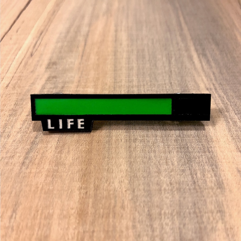 Glowing Life Bar Pin  Nerdy Pins  Cyberpunk Gifts  Video image 0