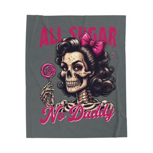 Gothic Sugar Skull Velveteen Plush Blanket | Cozy Throw for Halloween Decor, Unique Gift, Home Comfort, Soft Blanket