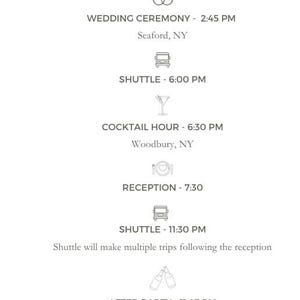 May include: A wedding invitation with a floral design and the text "J&S The Events" at the top. The invitation lists the wedding ceremony, shuttle, cocktail hour, reception, and after party times and locations.