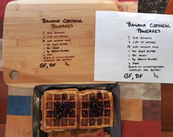 Nueva receta XL de doble cara escaneada a partir de la letra de mamá o abuela - Receta grabada con láser de tabla de cortar de bambú - Personalizada 14 x 11