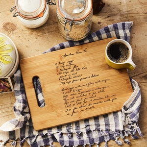 Recipe scanned from Mom's or Grandma's handwriting - Bamboo Cutting Board with Laser Engraved Recipe - Personalized 13 X 9.5